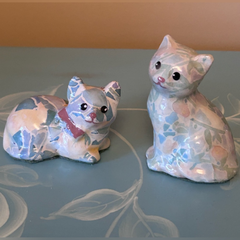 VINTAGE SET of 2 CERAMIC CATS